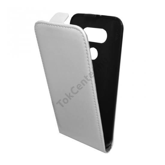 LG G5 (H850) Tok álló, bőr (FLIP, mágneses) FEHÉR