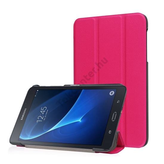 SAMSUNG Galaxy Tab A 7.0 LTE (SM-T285) /SAMSUNG Galaxy Tab A 7.0 WIFI (SM-T280) Tok álló, bőr hatású (FLIP, oldalra nyíló, TRIFOLD asztali tartó funkció) MAGENTA
