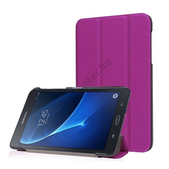 SAMSUNG Galaxy Tab A 7.0 LTE (SM-T285) /SAMSUNG Galaxy Tab A 7.0 WIFI (SM-T280) Tok álló, bőr hatású (FLIP, oldalra nyíló, TRIFOLD asztali tartó funkció) LILA