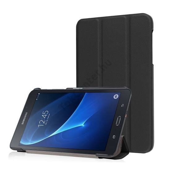 SAMSUNG Galaxy Tab A 7.0 LTE (SM-T285) /SAMSUNG Galaxy Tab A 7.0 WIFI (SM-T280) Tok álló, bőr hatású (FLIP, oldalra nyíló, TRIFOLD asztali tartó funkció) FEKETE