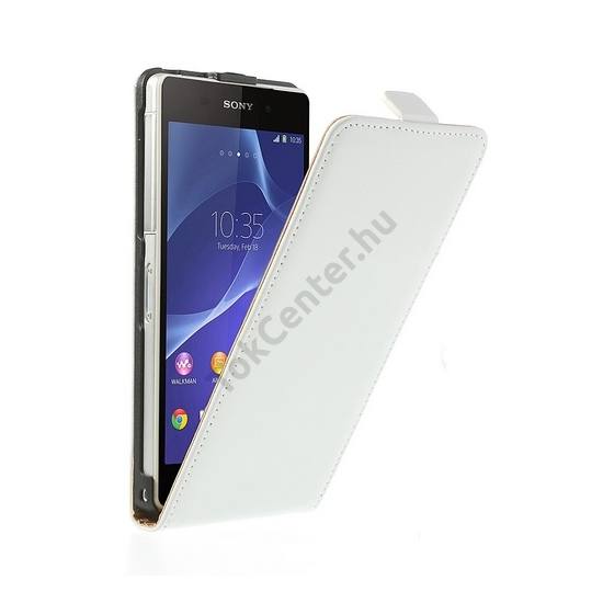 Sony Xperia Z2 (D6503) Tok álló, bőr (FLIP, mágneses) FEHÉR