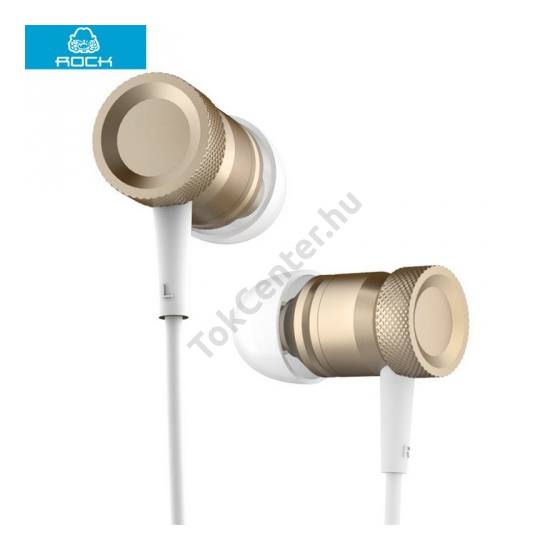 ROCK MULA fülhallgató SZTEREO (3.5mm jack, mikrofon, felvevő gomb) ARANY