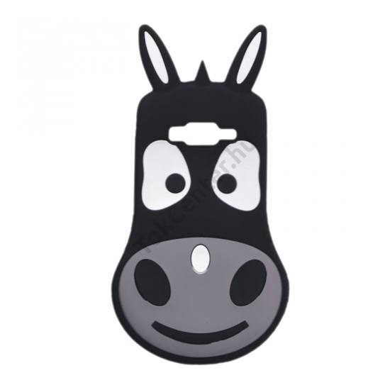 Telefonvédő gumi / szilikon (3D, szamár minta) FEKETE