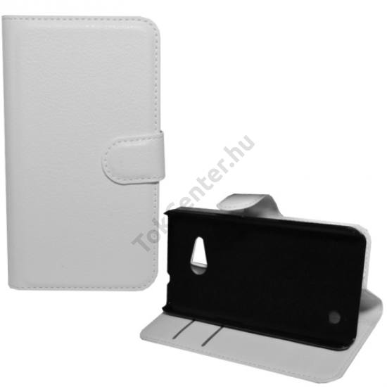 Microsoft Lumia 550 Tok álló, bőr (FLIP, oldalra nyíló, asztali tartó funkció) FEHÉR