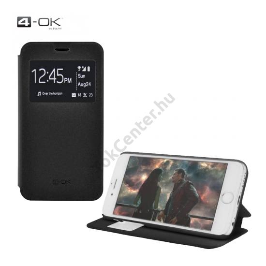 Samsung Galaxy J5 (SM-J500) 4-OK tok álló, bőr (FLIP, oldalra nyíló, asztali tartó funkció, hívószámkijelzés, S-View Cover) FEKETE