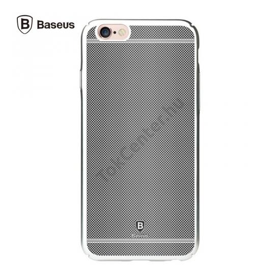 BASEUS GLORY műanyag telefonvédő (fémhatású keret, rácsminta) EZÜST