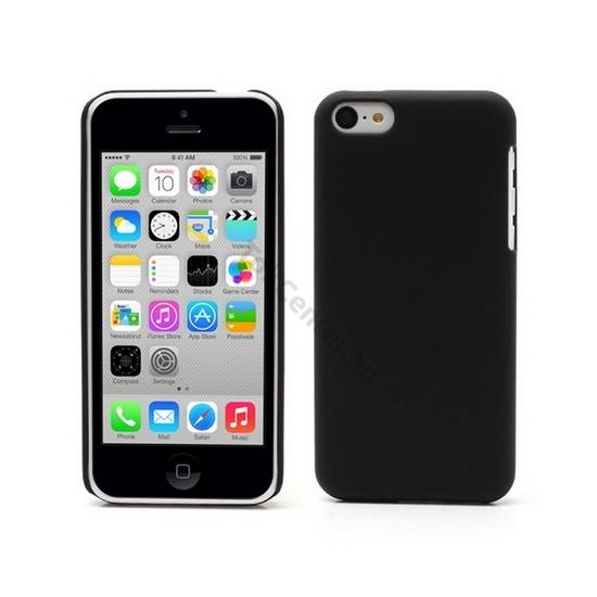 Apple iPhone 5C Műanyag telefonvédő gumírozott FEKETE