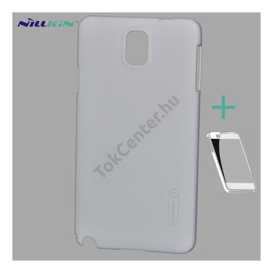 Samsung Galaxy Note 3. (SM-N9000) NILLKIN SUPER FROSTED műanyag telefonvédő (gumírozott,érdes felület, képernyővédő fólia, tisztítókendő) FEHÉR