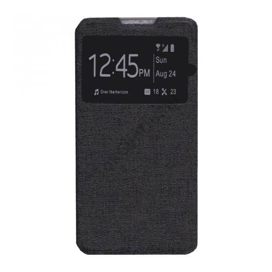 LG G4c (H525n) Tok álló, bőr (FLIP, oldalra nyíló, S-View Cover) FEKETE