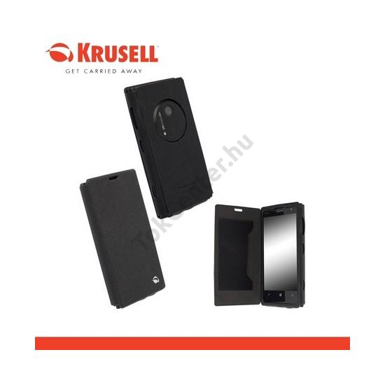 Nokia Lumia 1020 KRUSELL FlipCover MALMÖ, műanyag telefonvédő (oldalra nyíló bőr flip, bankkárytatartóval) FEKETE