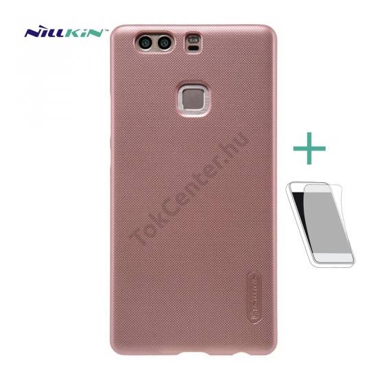 Huawei P9 Plus NILLKIN SUPER FROSTED műanyag telefonvédő (gumírozott, érdes felület, képernyővédő fólia) ROZÉARANY