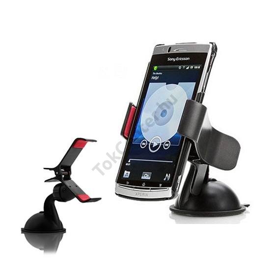 Autós tartó (tapadókorongos, csipeszes tartó rész, forgatható, EXOMOUNT2 design) FEKETE / PIROS