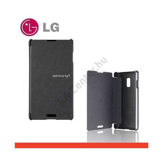 LG Optimus L7 II. (P710) Műanyag telefonvédő (FLIP, oldalra nyíló) EZÜST/FEKETE