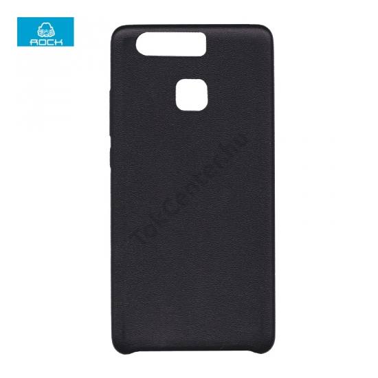 Huawei P9 Plus ROCK műanyag telefonvédő (bőrbevonat) FEKETE