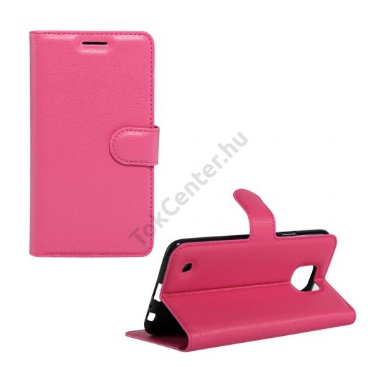 LG X Cam Tok álló, bőr (FLIP, oldalra nyíló, asztali tartó funkció) RÓZSASZÍN