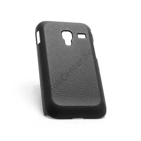 Samsung Galaxy Ace Plus (GT-S7500) Műanyag telefonvédő (bőrhatás) FEKETE