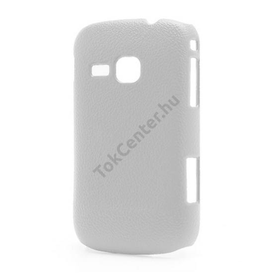 Samsung Galaxy Mini 2 (GT-S6500) Műanyag telefonvédő (bőrhatás) FEHÉR
