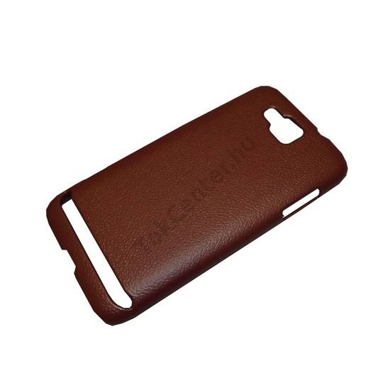 Samsung Ativ S (GT-I8750) Műanyag telefonvédő (bőrhatás) BARNA