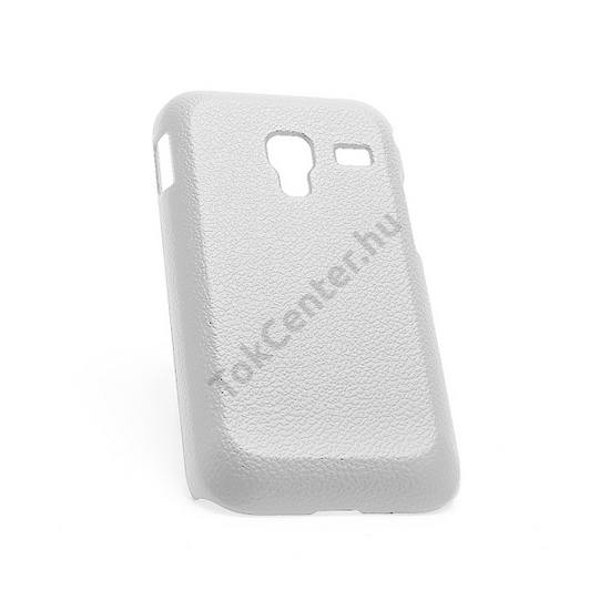 Samsung Galaxy Ace Plus (GT-S7500) Műanyag telefonvédő (bőrhatás) FEHÉR