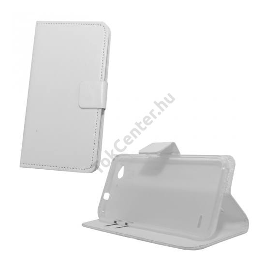ZTE Blade S6 Tok álló, bőr (FLIP, mágneses, oldalra nyíló, bankkártya tartó, asztali tartó funkció) FEHÉR
