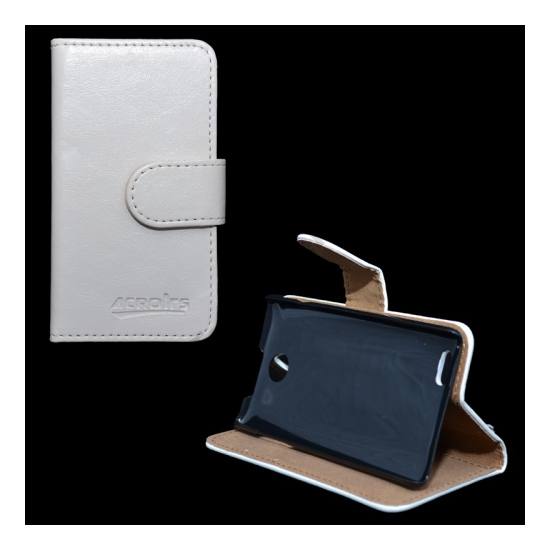 ZTE Kis II Max Tok álló, bőr (FLIP, mágneses, oldalra nyíló, bankkártya  tartó, asztali tartó funkció) FEHÉR