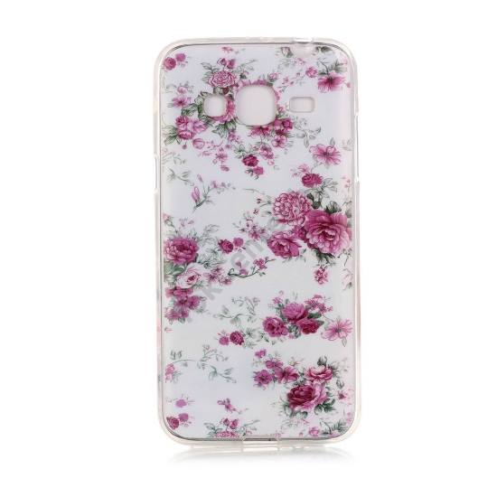 Samsung Galaxy J3 (2016) (SM-J320) Telefonvédő gumi / szilikon (bazsarózsa minta) FEHÉR