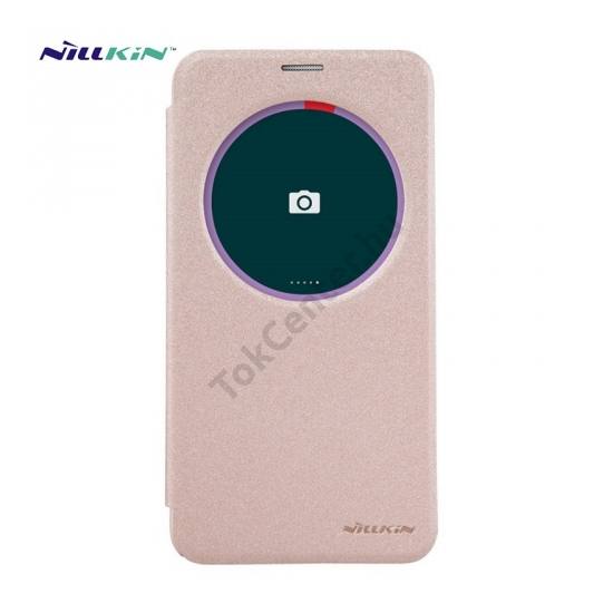 Asus Zenfone 2 (ZE551ML) NILLKIN SPARKLE műanyag telefonvédő (mikroszálas bőr flip, oldalra nyíló, S-View Cover) ARANY