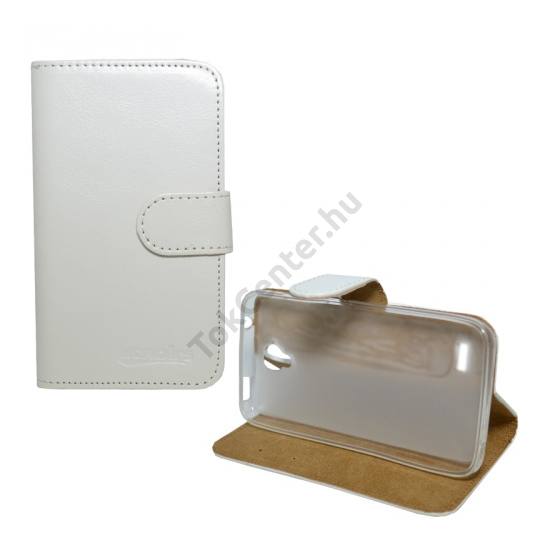 Huawei Y5 (Y560) Tok álló, bőr (FLIP, oldalra nyíló, asztali tartó funkció) FEHÉR