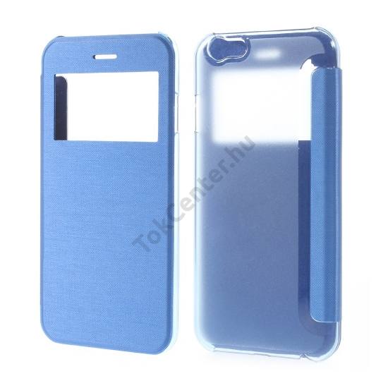 Apple iPhone 6 4.7 / Apple iPhone 6S 4.7 Tok álló, bőr hatású (FLIP, oldalra nyíló, átlátszó hátlap, S-View Cover) VILÁGOSKÉK