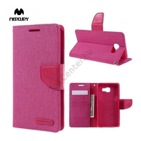 Samsung Galaxy A5 (2016) (SM-A510F) MERCURY Canvas Diary tok álló (FLIP, mágneses, oldalra nyíló, asztali tartó funkció, textil hatás) RÓZSASZÍN
