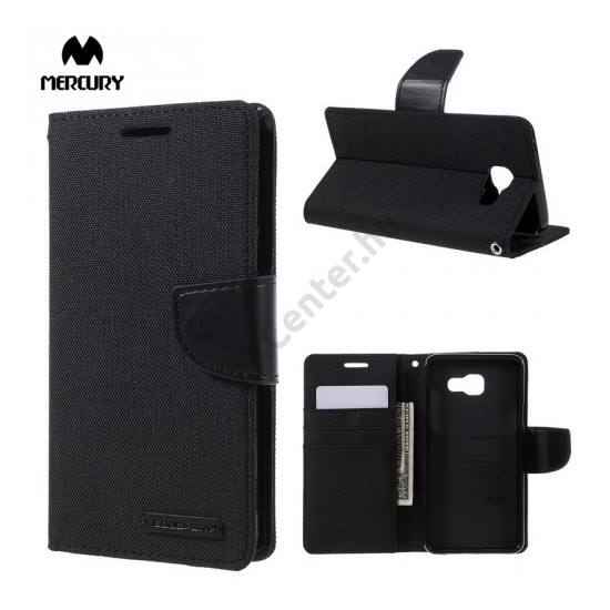 Samsung Galaxy A5 (2016) (SM-A510F) MERCURY Canvas Diary tok álló (FLIP, mágneses, oldalra nyíló, asztali tartó funkció, textil hatás) FEKETE