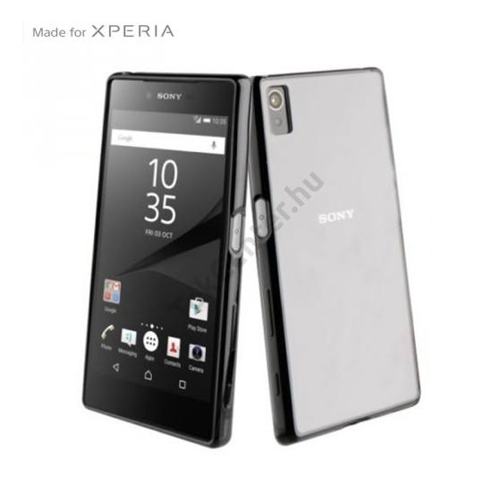 Sony Xperia Z5 Műanyag telefonvédő (szilikon keret) ÁTLÁTSZÓ/FEKETE