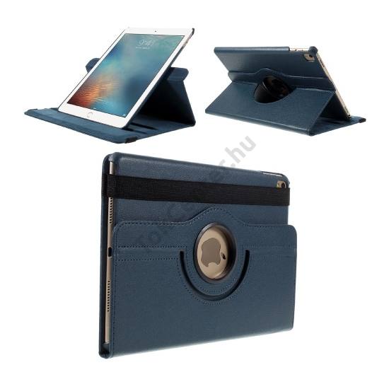 Apple IPAD Pro 9.7 Tok álló, bőr (FLIP, asztali tartó funkció, 360°-ban forgatható) SÖTÉTKÉK