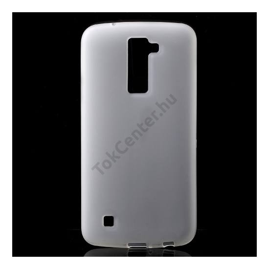 LG K10 (K420n) Telefonvédő gumi / szilikon (fényes keret) FEHÉR
