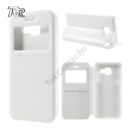 Samsung Galaxy A3 (2016) (SM-A310F) ROAR NOBLE VIEW tok álló, bőr (FLIP, oldalra nyíló, asztali tartó funkció, View Window) FEHÉR