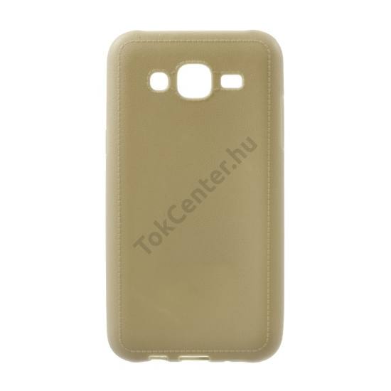 Samsung Galaxy J5 (SM-J500) Telefonvédő gumi / szilikon (bőrhatás) BÉZS