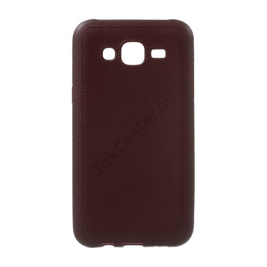 Samsung Galaxy J5 (SM-J500) Telefonvédő gumi / szilikon (bőrhatás) BORDÓ