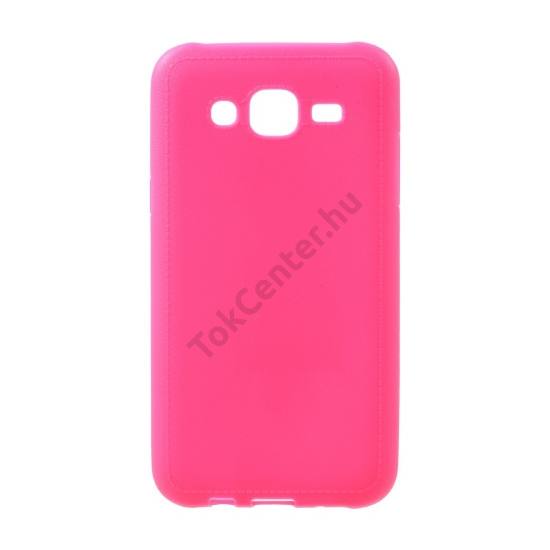 Samsung Galaxy J5 (SM-J500) Telefonvédő gumi / szilikon (bőrhatás) RÓZSASZÍN