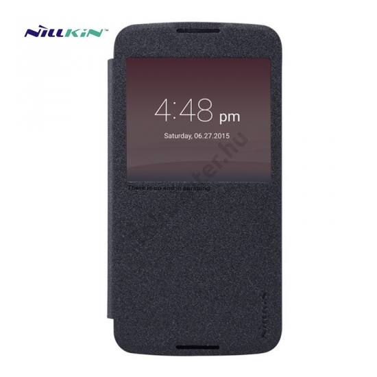 Alcatel Idol 3 5.5`` (OT-6045Y) NILLKIN SPARKLE műanyag telefonvédő (mikroszálas bőr flip, oldalra nyíló, hívószámkijelzés, S-View Cover) FEKETE