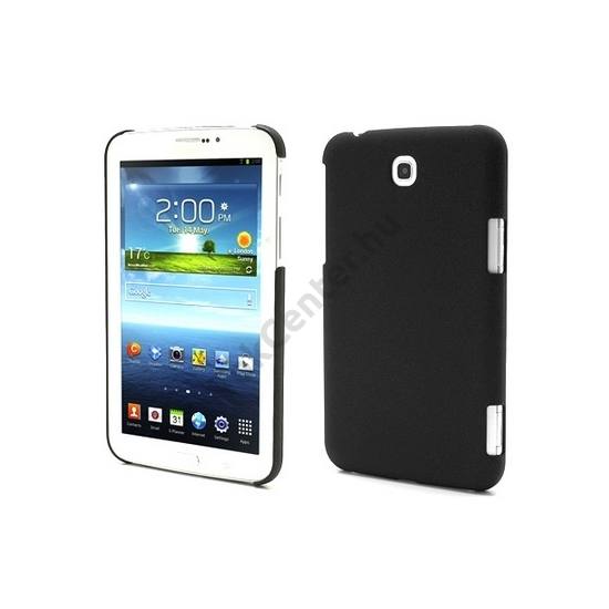 Műanyag telefonvédő (gumírozott, érdes felületű) FEKETE