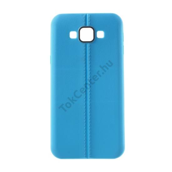 Samsung Galaxy A8 (SM-A800F) Telefonvédő gumi / szilikon (bőrhatás, varrás minta) KÉK