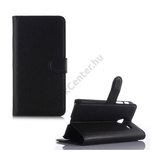 Tok álló, bőr (FLIP, oldalra nyíló, asztali tartó funkció) FEKETE
