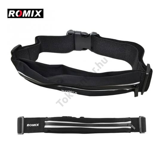 ROMIX tok fekvő (derékra rögzíthető övtáska, cipzáras, sportoláshoz) FEKETE
