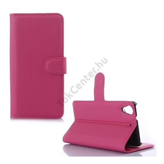 HTC Desire 626 Tok álló, bőr (FLIP, oldalra nyíló, asztali tartó funkció) MAGENTA