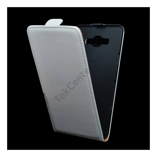 Samsung Galaxy A7 (SM-A700F) Tok álló, bőr (FLIP, mágneses) FEHÉR