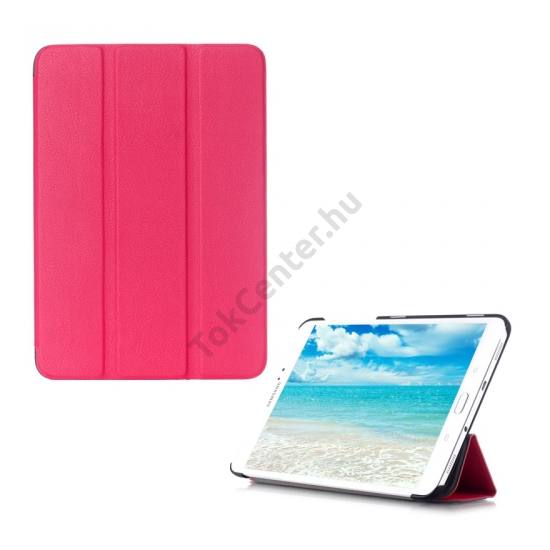 Samsung Galaxy Tab S2 9.7 LTE (SM-T815) / Samsung Galaxy Tab S2 9.7 WIFI (SM-T810) Tok álló, bőr hatású (aktív flip, oldalra nyíló, TRIFOLD asztali tartó funkció) MAGENTA