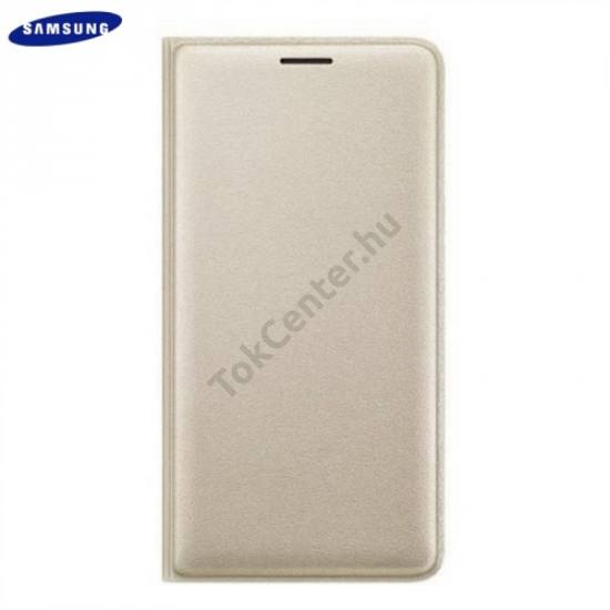 Samsung Galaxy J7 (2016) (SM-J710) Tok álló, bőr (FLIP, akkufedél, oldalra nyíló, bankkártya tartó) ARANY