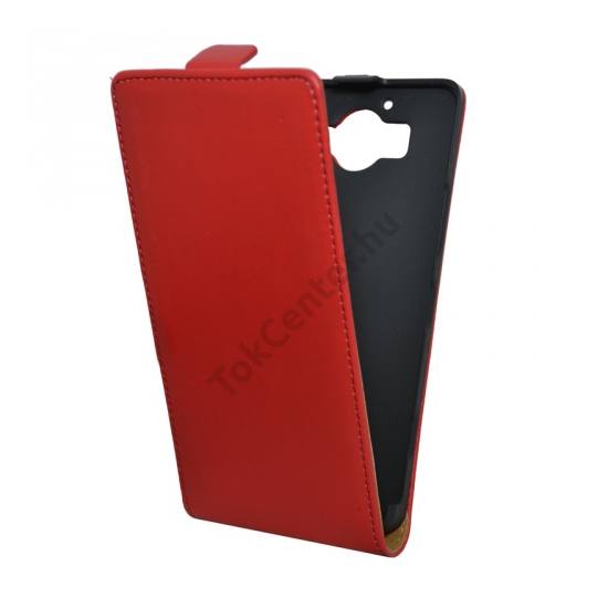 Microsoft Lumia 950 Tok álló, bőr (FLIP, mágneses) PIROS