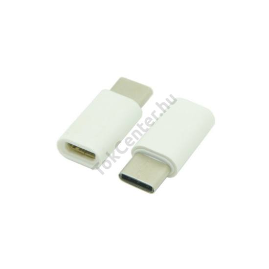 Adapter (USB Type-C - microUSB 5pin, töltéshez, adatátvitelhez) FEHÉR
