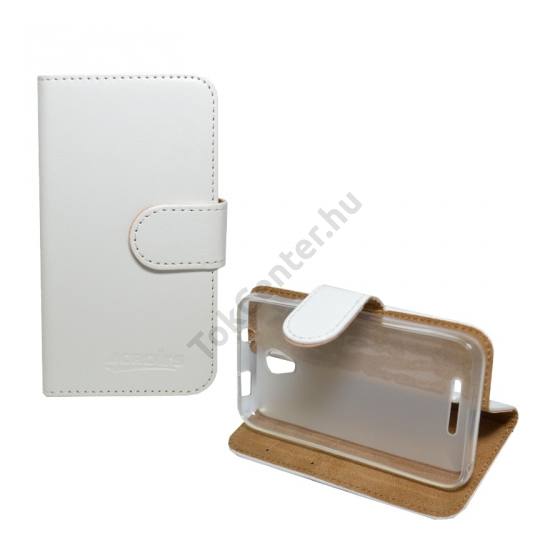 Alcatel Pixi First (OT-4024) Tok álló, bőr (FLIP, oldalra nyíló, asztali tartó funkció) FEHÉR